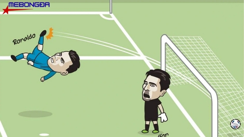 Ảnh chế Ronaldo và bàn thắng xe đạp chổng ngược