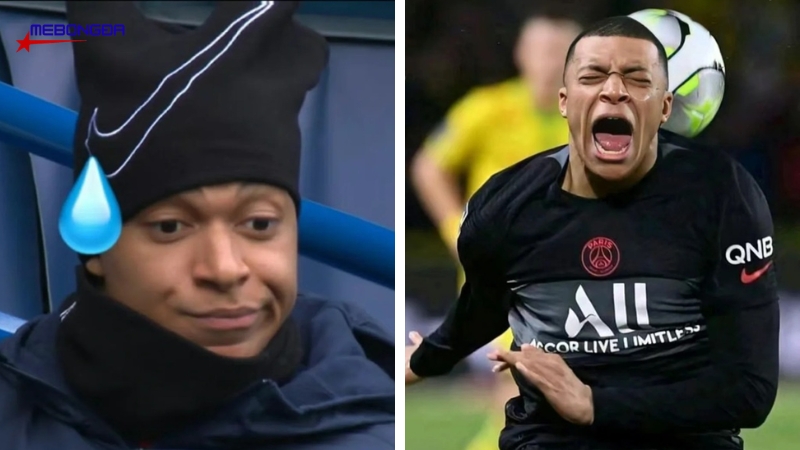 Ảnh chế Mbappe Meme trên sân cỏ với biểu cảm hài hước